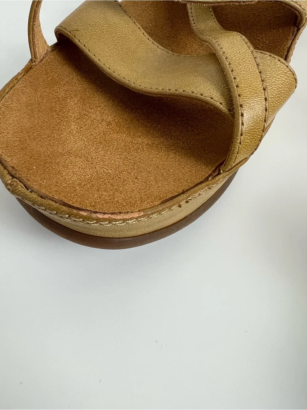 Baretraps Lotti Womens 11‎ Tan Strappy Wedge Sandals Memory Foam Comfort Shoes